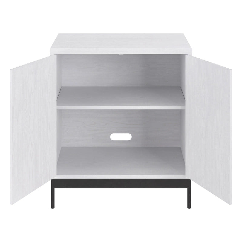 Blanco / Blanco Alder / Negro Veteado – Armario auxiliar de doble puerta de 28"