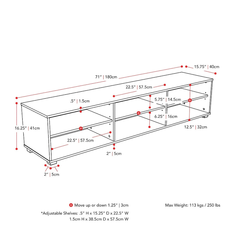 Mueble para TV bajo perfil gris / blanco / marrón / negro para televisores de hasta 85" – 1 persona