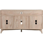 Mueble de TV de 58" de Estilo Mid-Century con Puertas de Ratán, Almacenamiento de 2 Armarios, 3 Colores