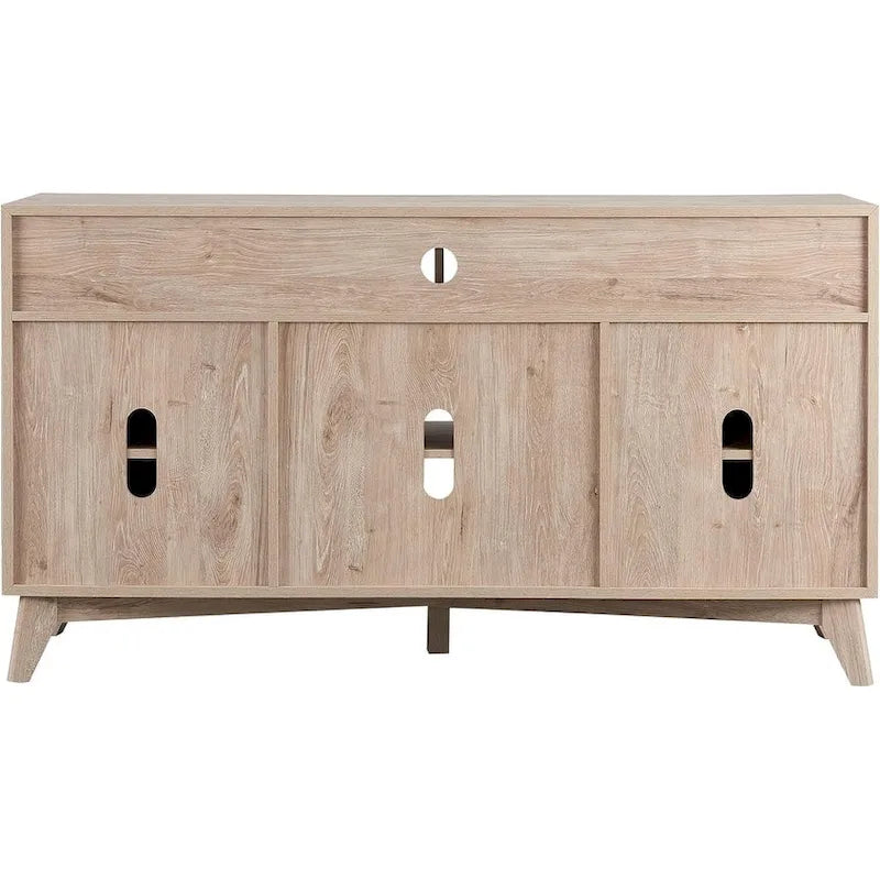 Mueble de TV de 58" de Estilo Mid-Century con Puertas de Ratán, Almacenamiento de 2 Armarios, 3 Colores