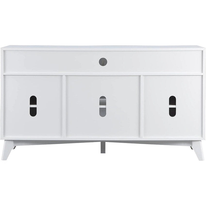 Mueble de TV de 58" de Estilo Mid-Century con Puertas de Ratán, Almacenamiento de 2 Armarios, 3 Colores