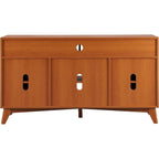 Mueble de TV de 58" de Estilo Mid-Century con Puertas de Ratán, Almacenamiento de 2 Armarios, 3 Colores