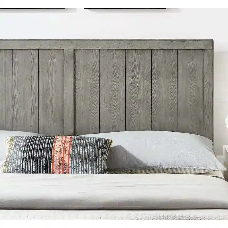 Cabecero de madera gris tamaño Queen, estilo rústico, 1 persona