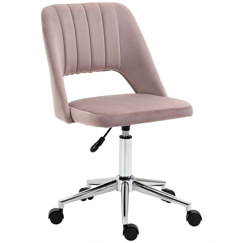 Silla giratoria de escritorio sin brazos, de terciopelo, de media altura, en rosa/azul/gris/blanco, unidad individual