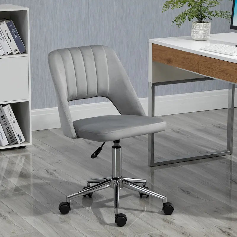 Silla giratoria de escritorio sin brazos, de terciopelo, de media altura, en rosa/azul/gris/blanco, unidad individual