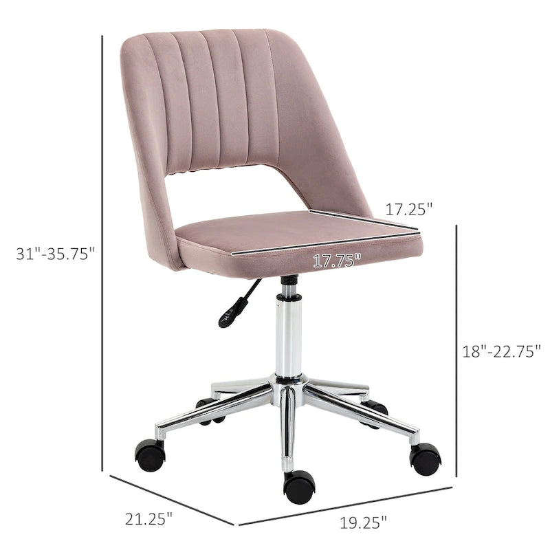 Silla giratoria de escritorio sin brazos, de terciopelo, de media altura, en rosa/azul/gris/blanco, unidad individual