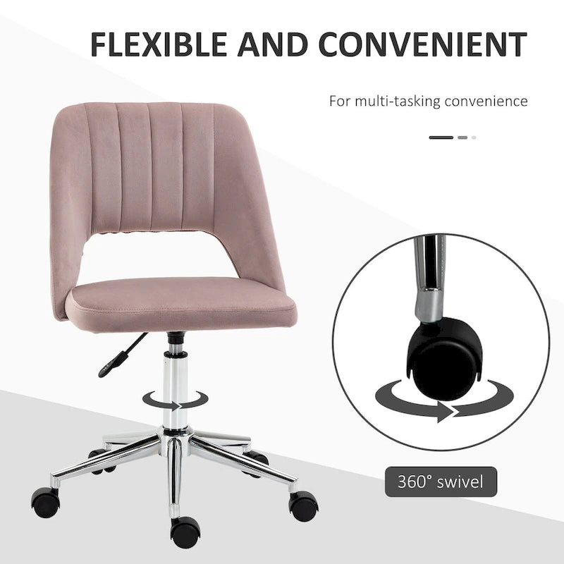 Silla giratoria de escritorio sin brazos, de terciopelo, de media altura, en rosa/azul/gris/blanco, unidad individual