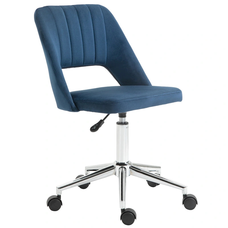 Silla giratoria de escritorio sin brazos, de terciopelo, de media altura, en rosa/azul/gris/blanco, unidad individual