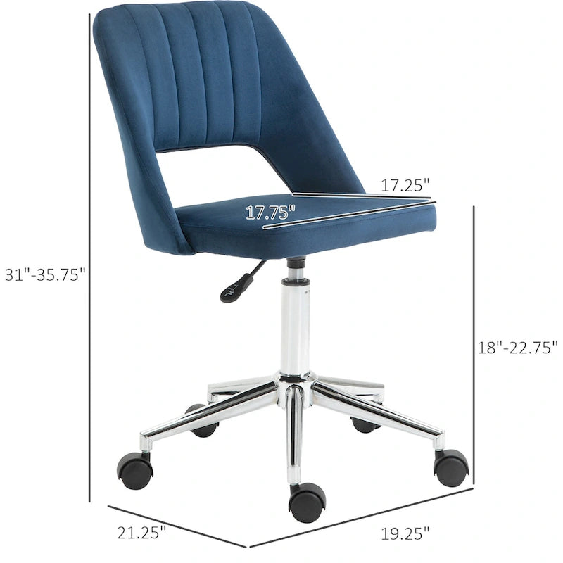 Silla giratoria de escritorio sin brazos, de terciopelo, de media altura, en rosa/azul/gris/blanco, unidad individual