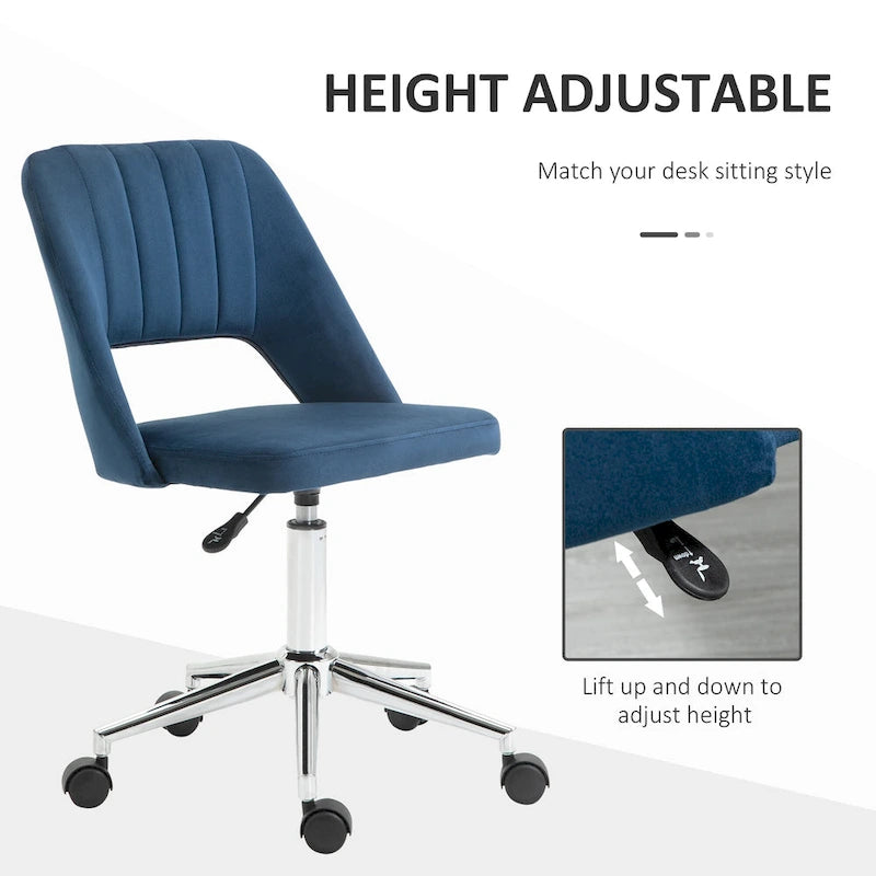 Silla giratoria de escritorio sin brazos, de terciopelo, de media altura, en rosa/azul/gris/blanco, unidad individual