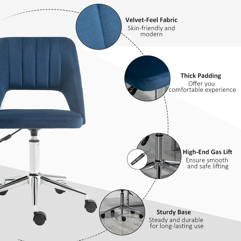 Silla giratoria de escritorio sin brazos, de terciopelo, de media altura, en rosa/azul/gris/blanco, unidad individual