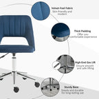 Silla giratoria de escritorio sin brazos, de terciopelo, de media altura, en rosa/azul/gris/blanco, unidad individual