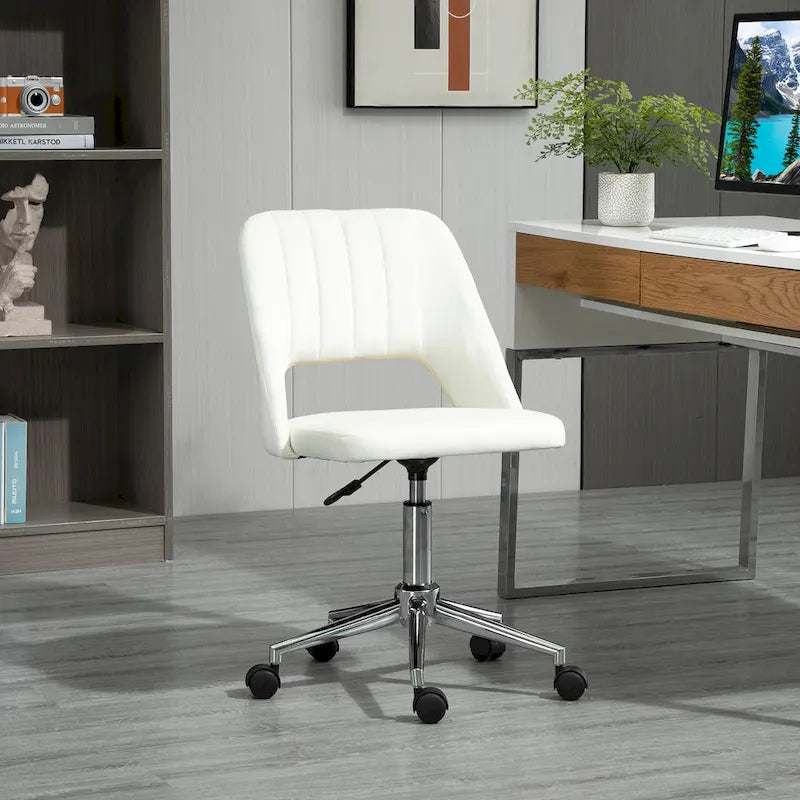 Silla giratoria de escritorio sin brazos, de terciopelo, de media altura, en rosa/azul/gris/blanco, unidad individual