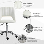 Silla giratoria de escritorio sin brazos, de terciopelo, de media altura, en rosa/azul/gris/blanco, unidad individual