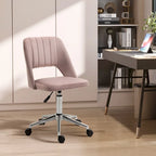 Silla giratoria de escritorio sin brazos, de terciopelo, de media altura, en rosa/azul/gris/blanco, unidad individual