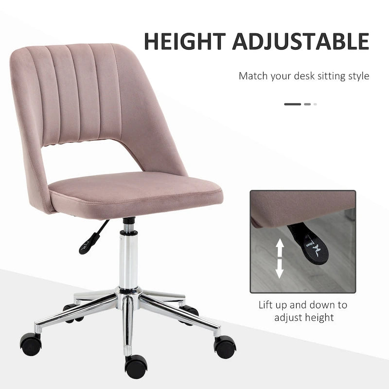 Silla giratoria de escritorio sin brazos, de terciopelo, de media altura, en rosa/azul/gris/blanco, unidad individual
