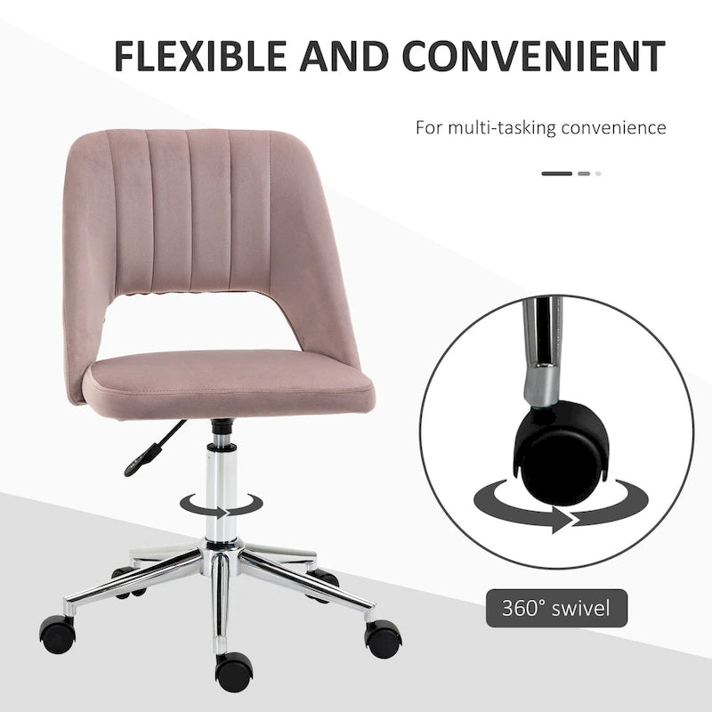 Silla giratoria de escritorio sin brazos, de terciopelo, de media altura, en rosa/azul/gris/blanco, unidad individual