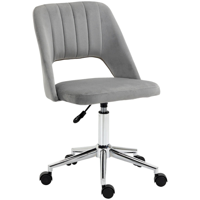 Silla giratoria de escritorio sin brazos, de terciopelo, de media altura, en rosa/azul/gris/blanco, unidad individual