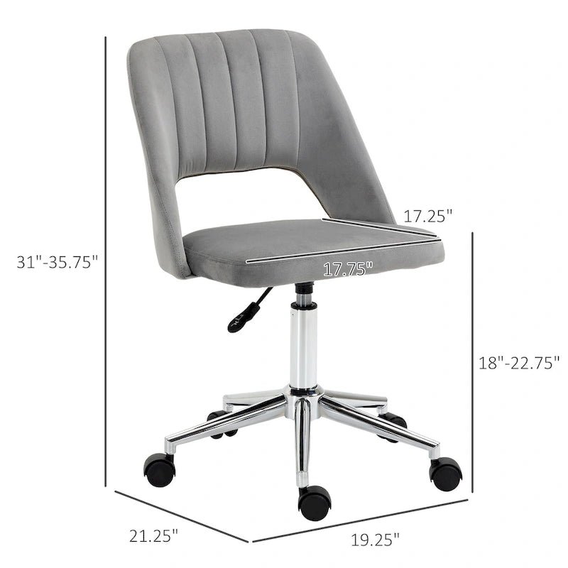 Silla giratoria de escritorio sin brazos, de terciopelo, de media altura, en rosa/azul/gris/blanco, unidad individual