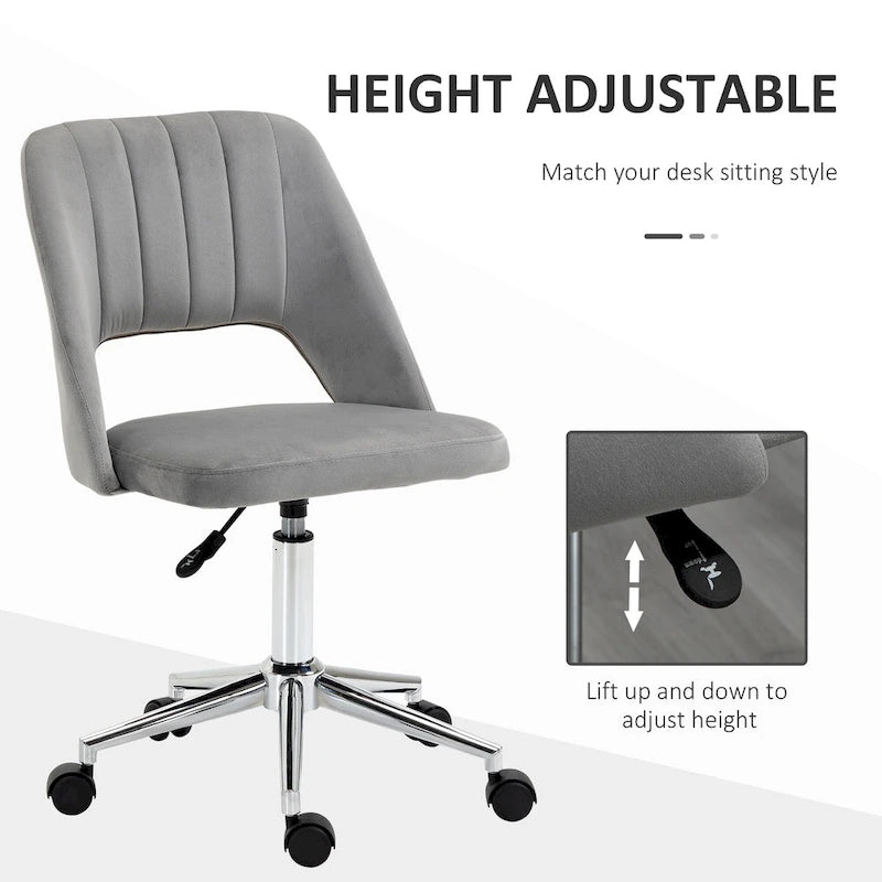 Silla giratoria de escritorio sin brazos, de terciopelo, de media altura, en rosa/azul/gris/blanco, unidad individual