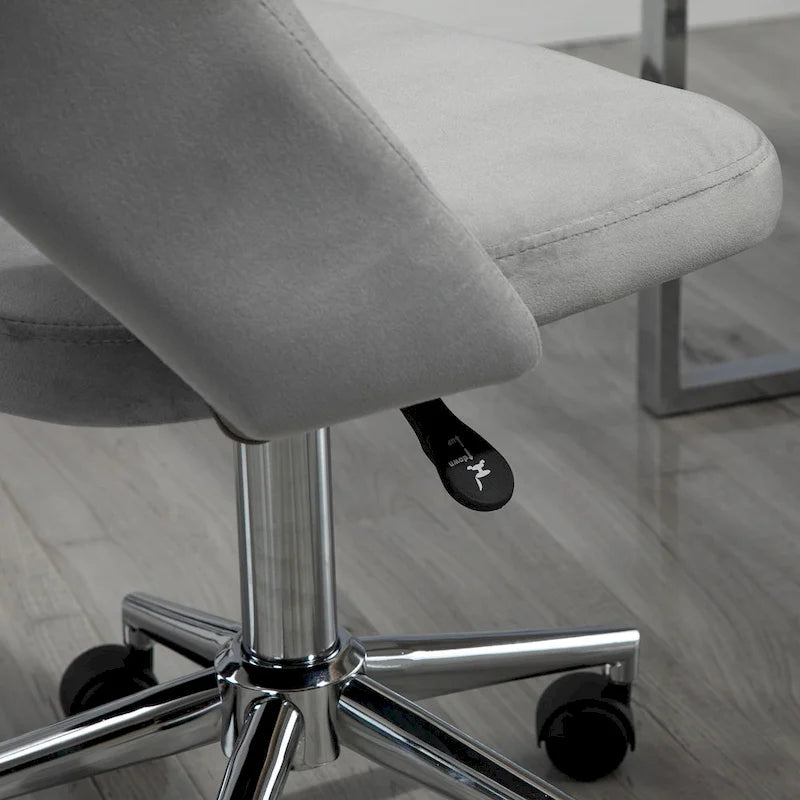 Silla giratoria de escritorio sin brazos, de terciopelo, de media altura, en rosa/azul/gris/blanco, unidad individual