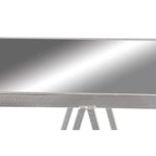 Mesa auxiliar de metal plateado/negro con tablero de cristal de espejo, juego de 2