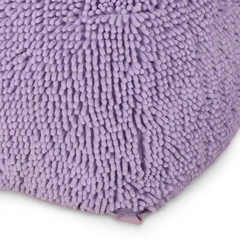 Puf de microfibra chenilla – Coral/Amarillo/Lavanda/Carbón, Cuadrado y Cubo, Asientos para 1