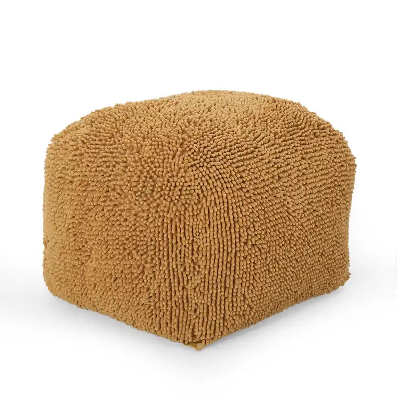 Puf de microfibra chenilla – Coral/Amarillo/Lavanda/Carbón, Cuadrado y Cubo, Asientos para 1