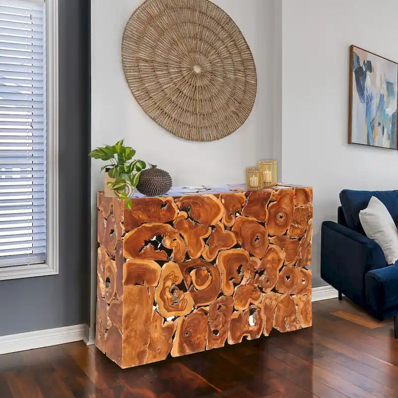 Mesa Consola de Teca Maciza Marrón
