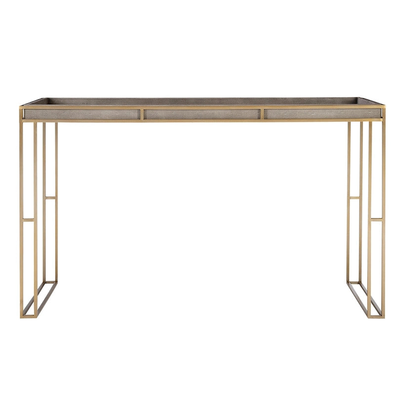 Mesa consola de piel sintética color carbón, individual