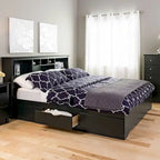 Cama con plataforma Black King con 6 cajones de almacenamiento, 2 personas