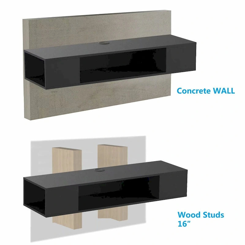 Estante flotante de pared, negro, unidad individual – 43.3"