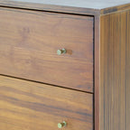 Cómoda de 5 cajones blanca/nogal de estilo Mid-Century – Individual