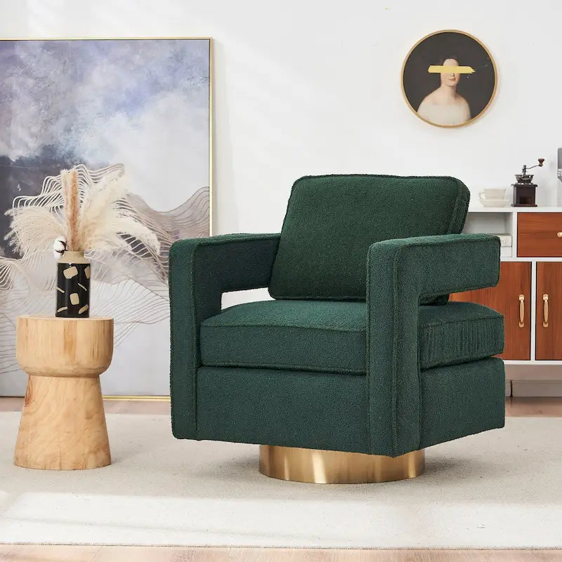 Sillón giratorio de tela Teddy (blanco/naranja/gris/verde) de 360°, asiento individual