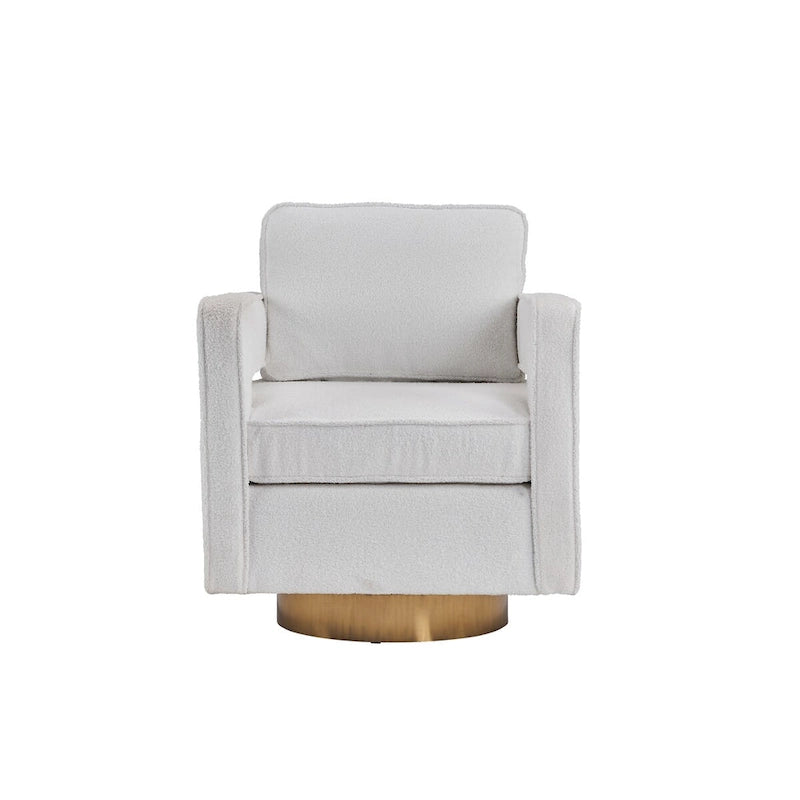 Sillón giratorio de tela Teddy (blanco/naranja/gris/verde) de 360°, asiento individual