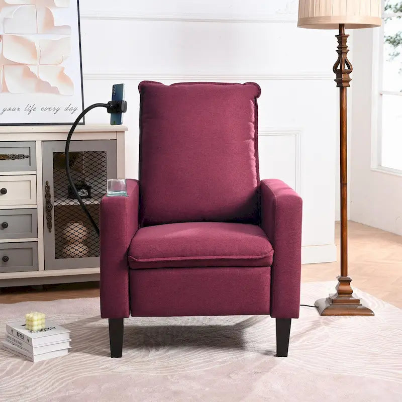 Sillón reclinable de tela rojo / beige / gris / amarillo, ajustable, de un solo asiento