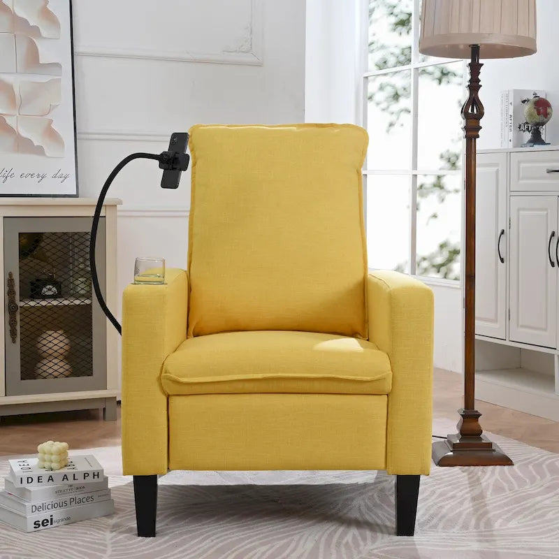 Sillón reclinable de tela rojo / beige / gris / amarillo, ajustable, de un solo asiento