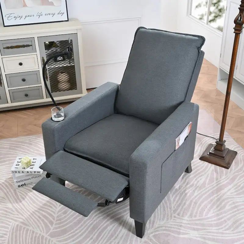 Sillón reclinable de tela rojo / beige / gris / amarillo, ajustable, de un solo asiento