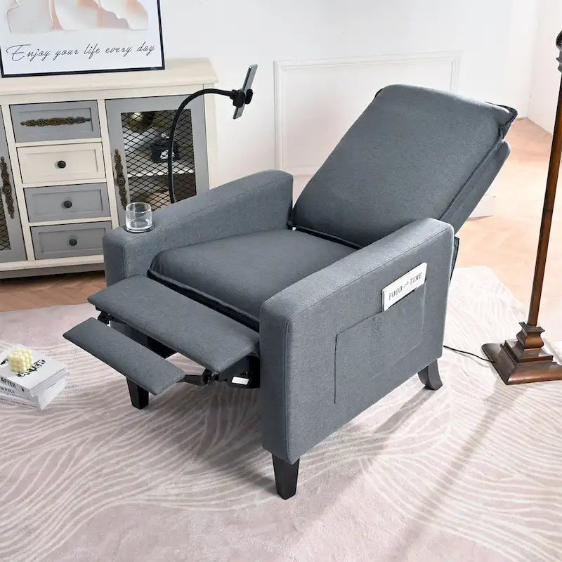 Sillón reclinable de tela rojo / beige / gris / amarillo, ajustable, de un solo asiento