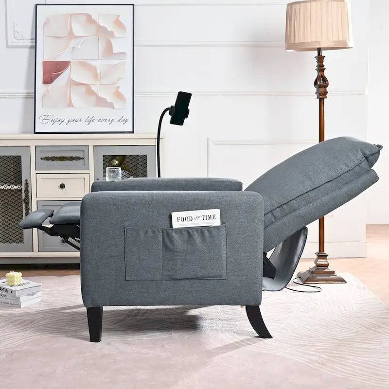 Sillón reclinable de tela rojo / beige / gris / amarillo, ajustable, de un solo asiento