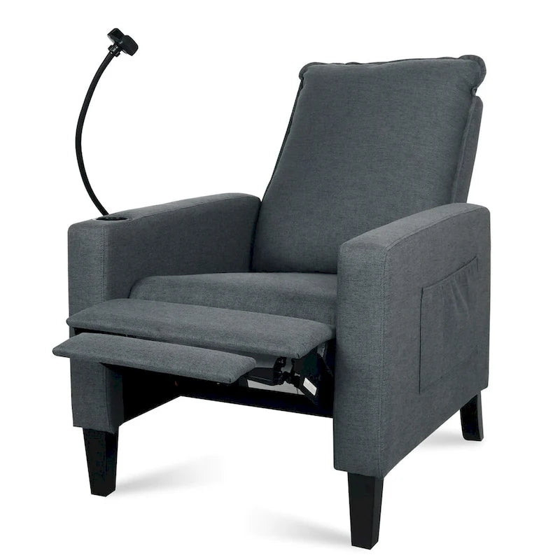 Sillón reclinable de tela rojo / beige / gris / amarillo, ajustable, de un solo asiento