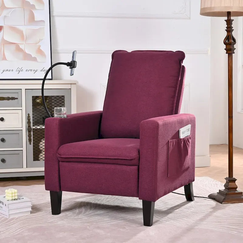 Sillón reclinable de tela rojo / beige / gris / amarillo, ajustable, de un solo asiento