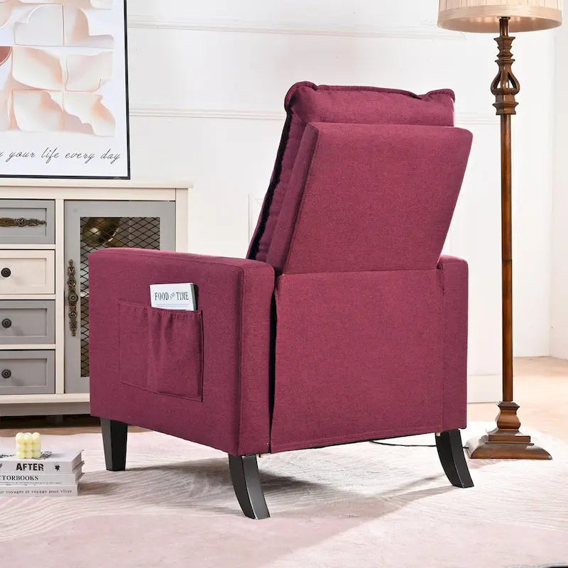 Sillón reclinable de tela rojo / beige / gris / amarillo, ajustable, de un solo asiento