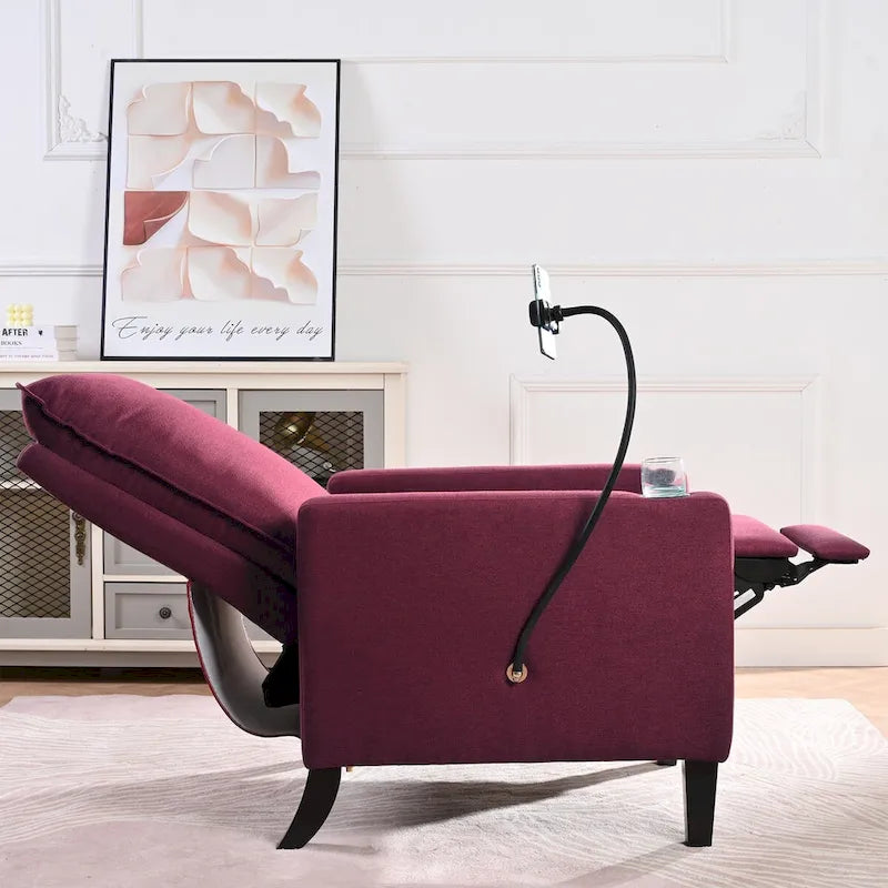Sillón reclinable de tela rojo / beige / gris / amarillo, ajustable, de un solo asiento