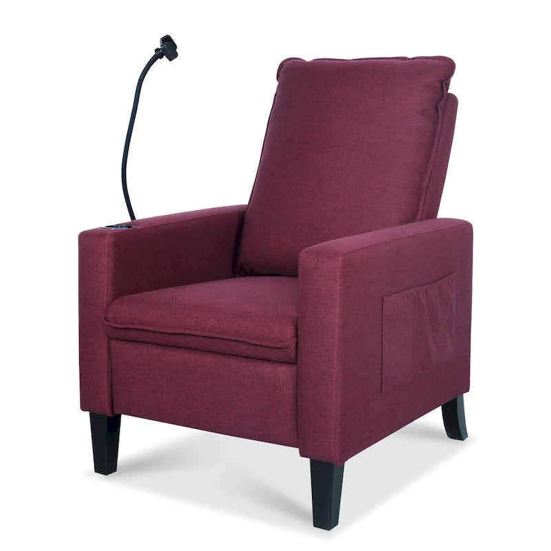Sillón reclinable de tela rojo / beige / gris / amarillo, ajustable, de un solo asiento