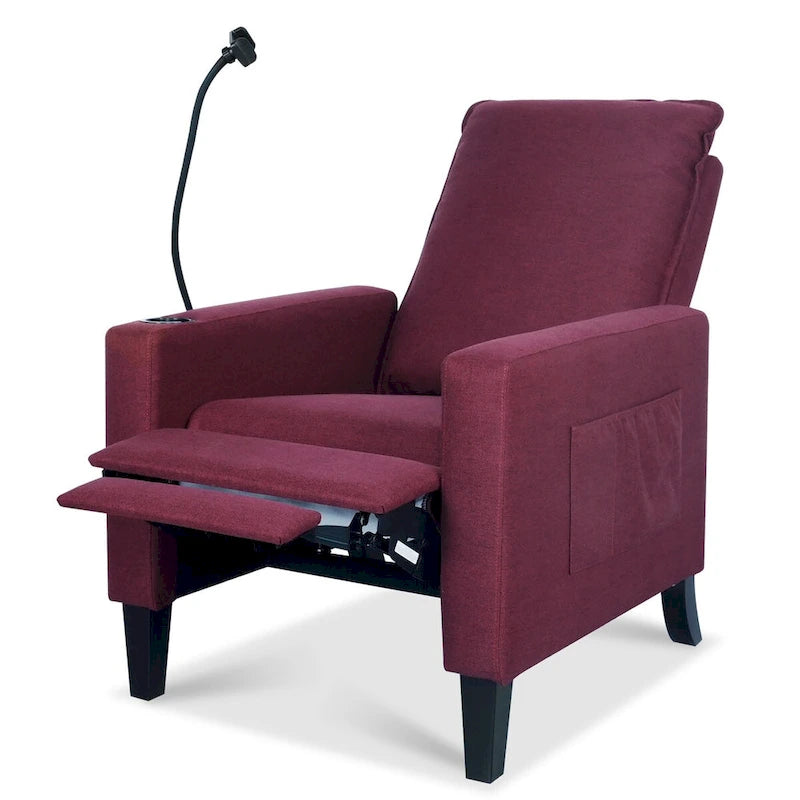 Sillón reclinable de tela rojo / beige / gris / amarillo, ajustable, de un solo asiento