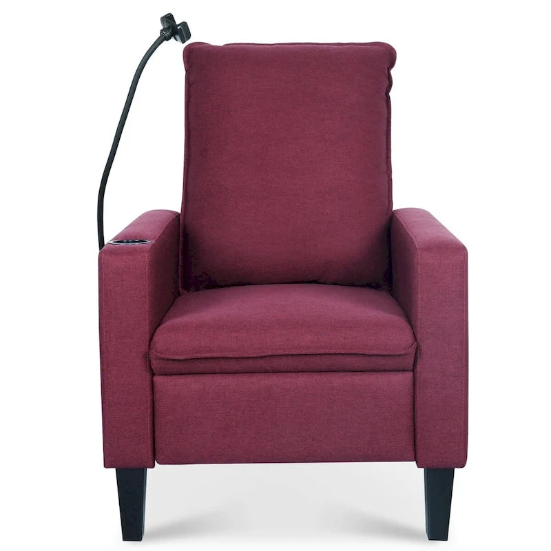 Sillón reclinable de tela rojo / beige / gris / amarillo, ajustable, de un solo asiento