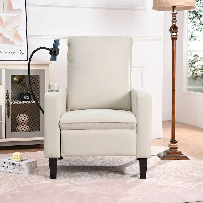 Sillón reclinable de tela rojo / beige / gris / amarillo, ajustable, de un solo asiento
