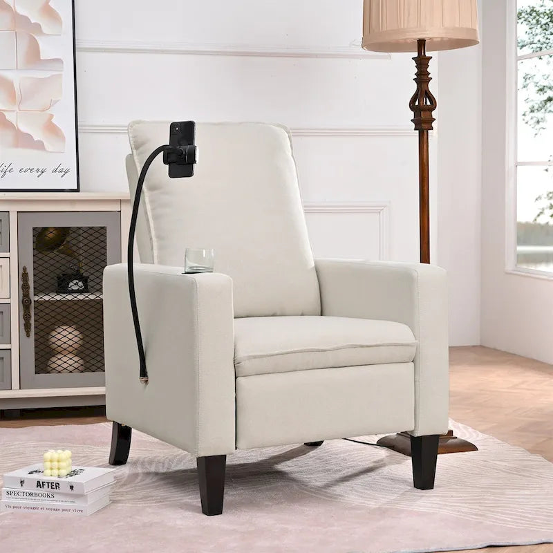 Sillón reclinable de tela rojo / beige / gris / amarillo, ajustable, de un solo asiento