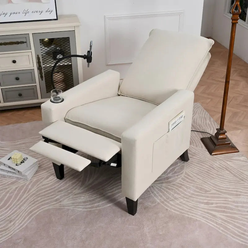 Sillón reclinable de tela rojo / beige / gris / amarillo, ajustable, de un solo asiento